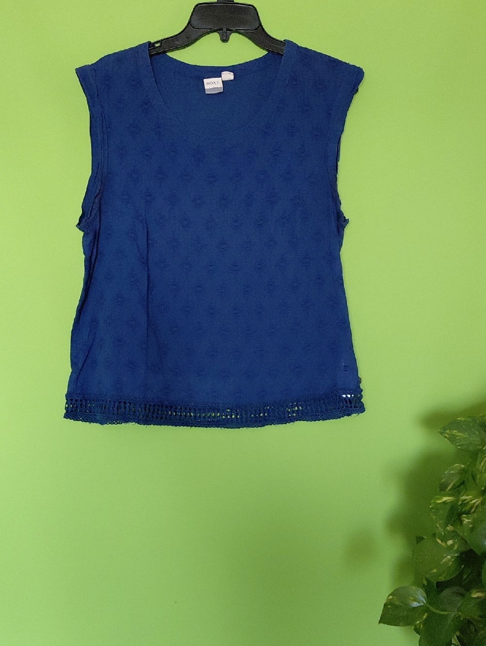Roxy Cobalt Blue Crochet-Hem Sleeveless Top, Sz. Jr.XL 5/$50
